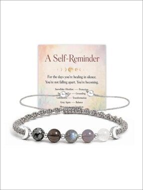 Moon Phases Crystal Healing Bracelet Natural Stone Beaded Adjustable Spiritual